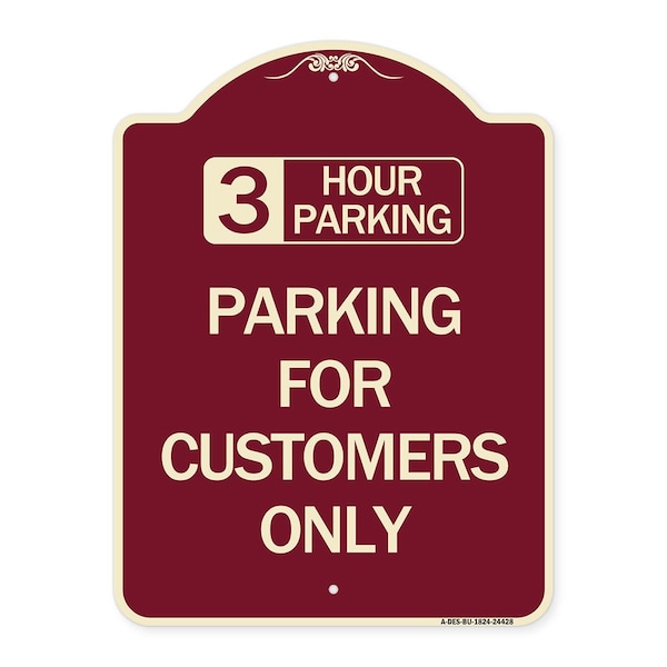 Signmission 3 Hour Parking Parking for Customers Heavy-Gauge Aluminum Sign, 24" x 18", BU-1824-24428 A-DES-BU-1824-24428 - main